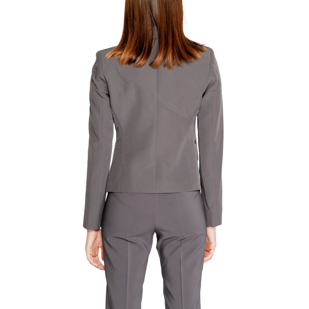 Gray Polyester Blazer - ventzia