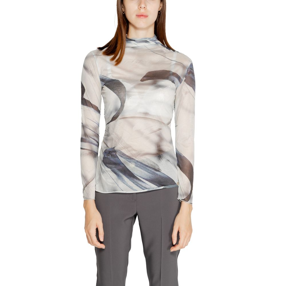 Gray Polyester Long Sleeve T-Shirt - ventzia