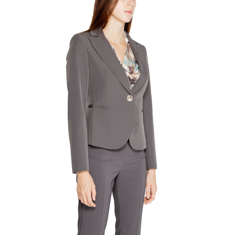 Gray Polyester Blazer - ventzia