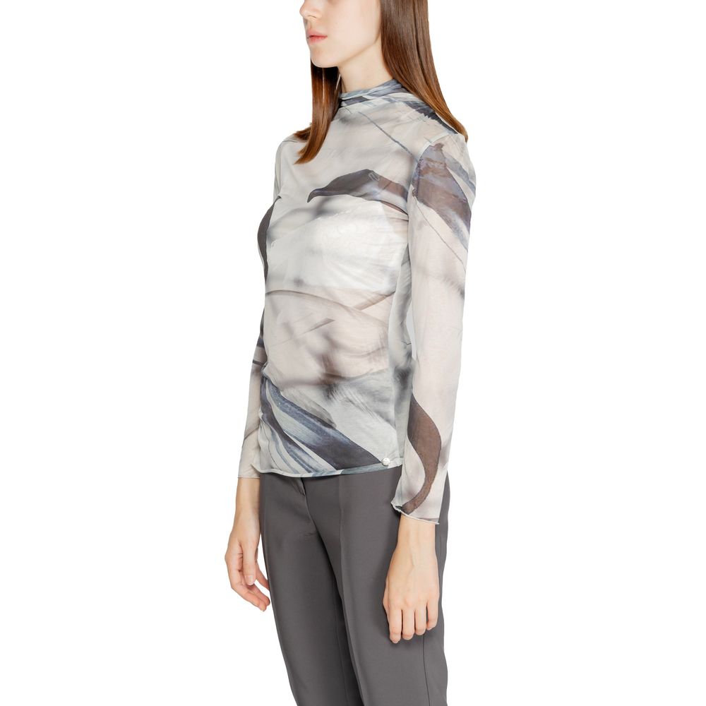 Gray Polyester Long Sleeve T-Shirt - ventzia