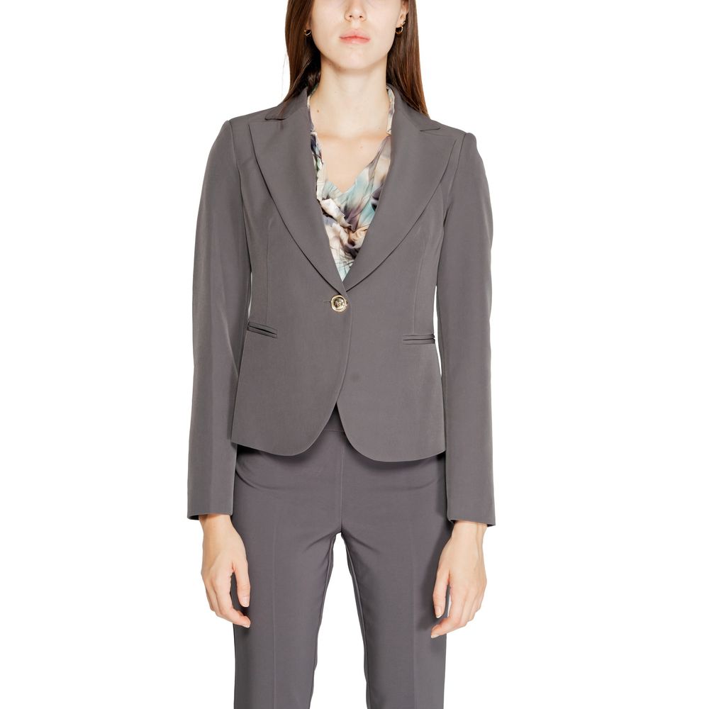 Gray Polyester Blazer - ventzia
