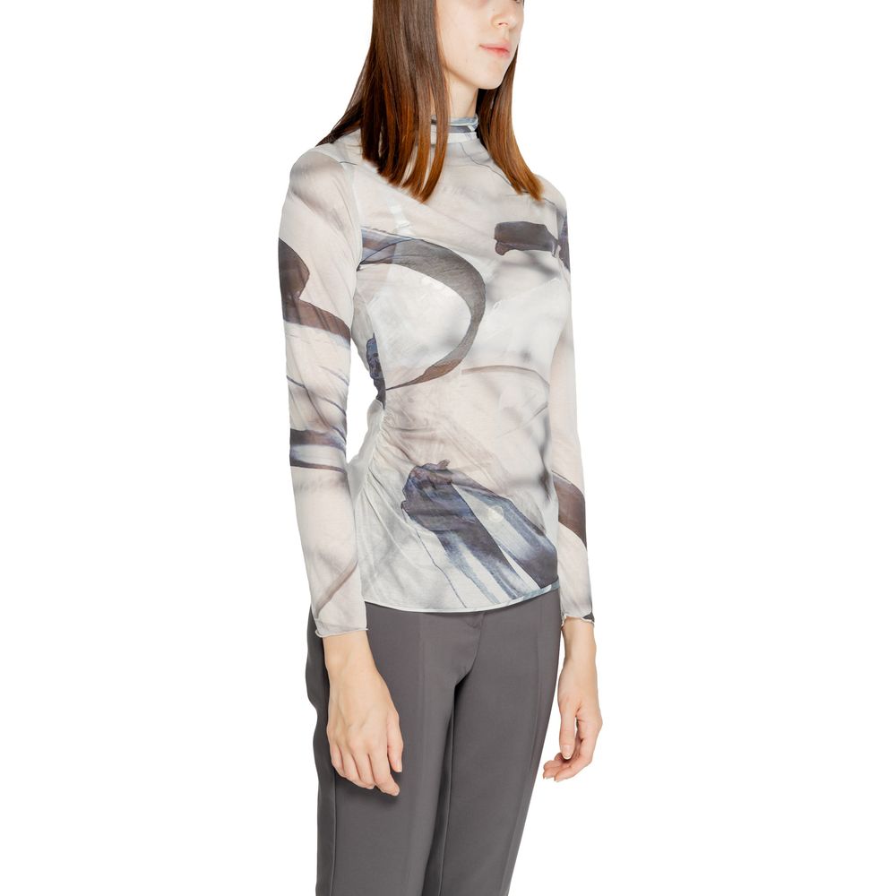Gray Polyester Long Sleeve T-Shirt - ventzia