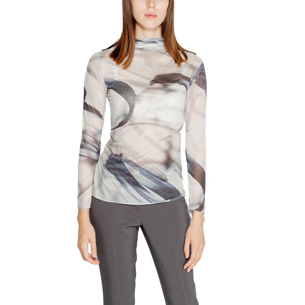 Gray Polyester Long Sleeve T-Shirt - ventzia