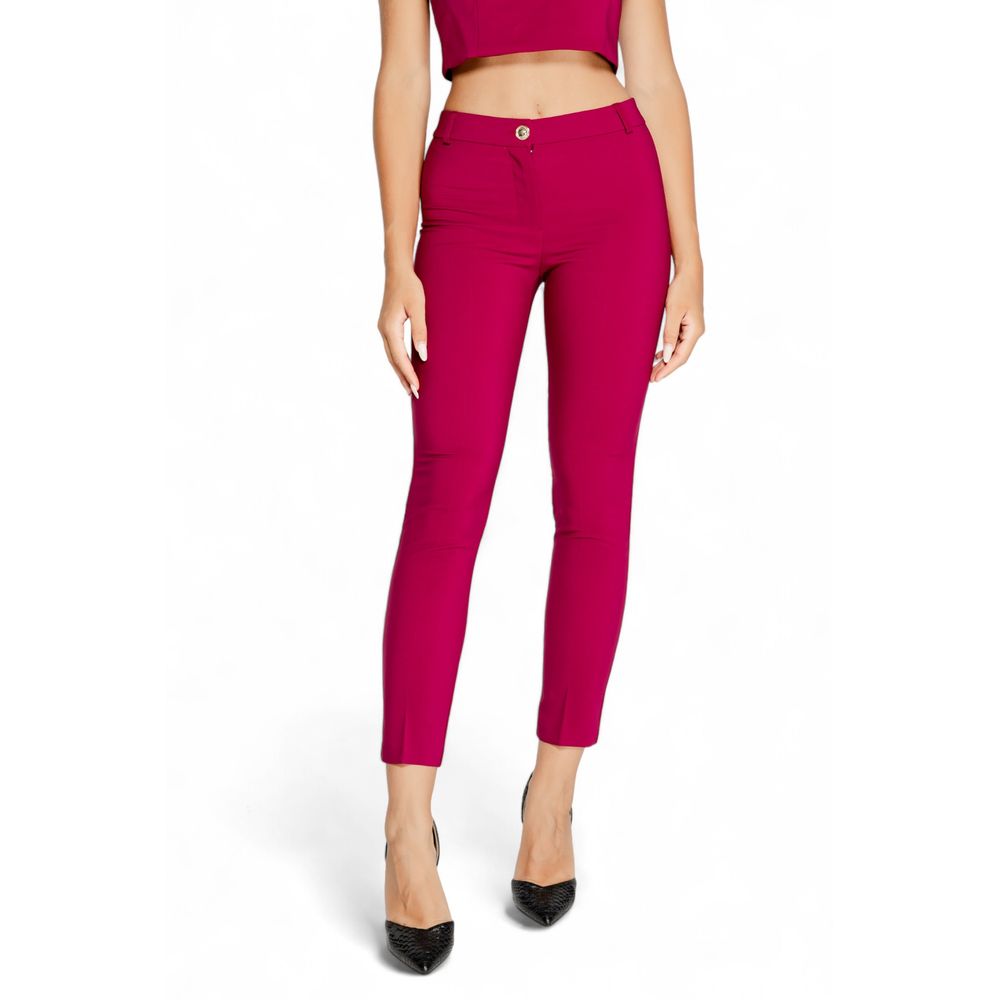 Bordeaux Polyester Casual Pants - ventzia
