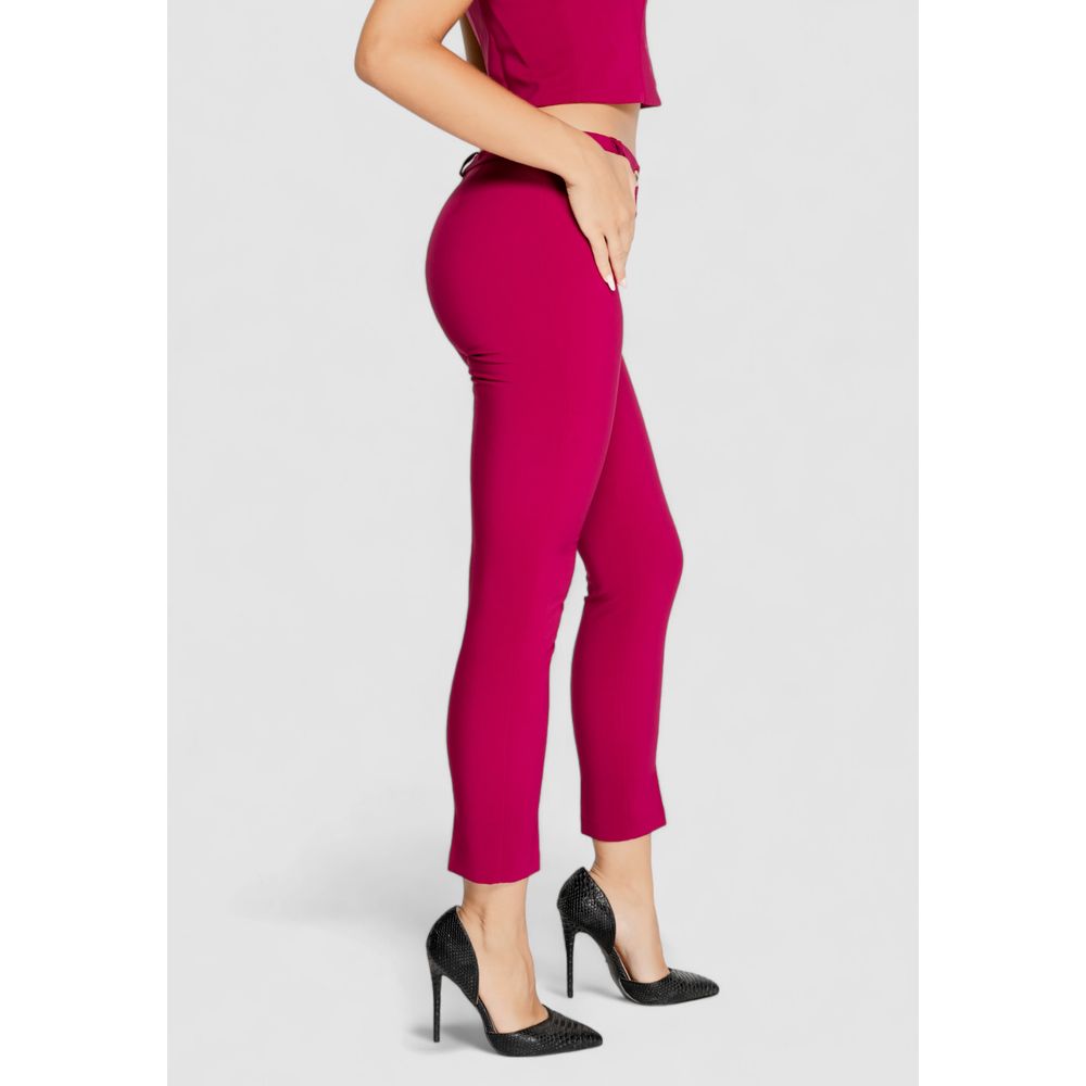 Bordeaux Polyester Casual Pants - ventzia
