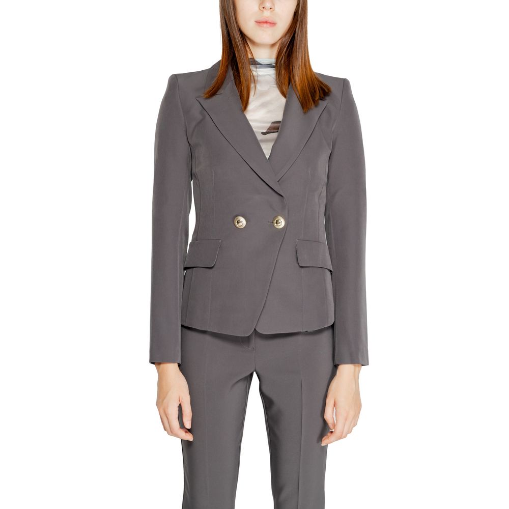 Gray Polyester Blazer - ventzia