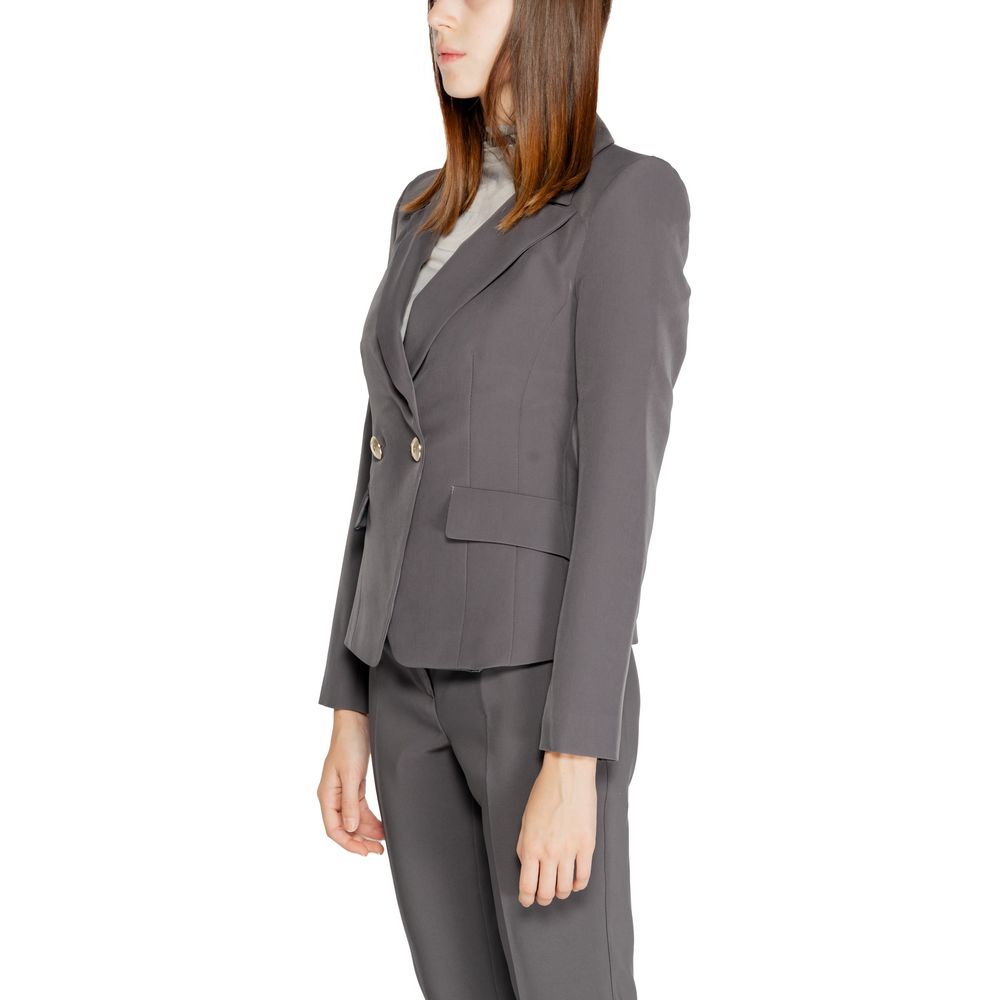 Gray Polyester Blazer - ventzia