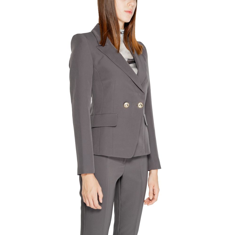 Gray Polyester Blazer - ventzia