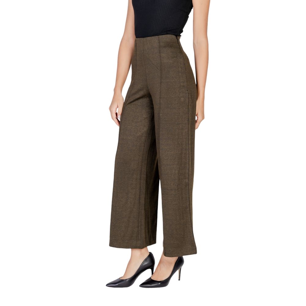 Green Polyester Casual Pants - ventzia