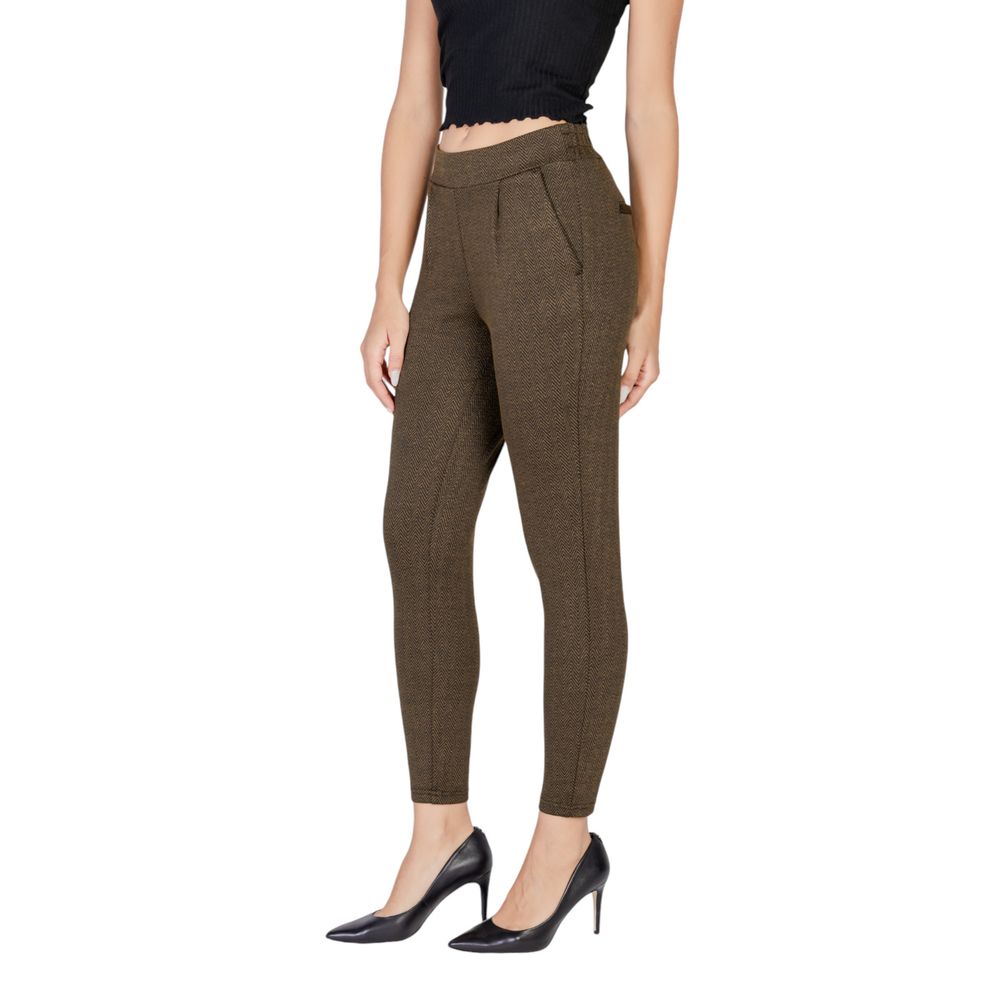 Green Polyester Skinny Pant - ventzia