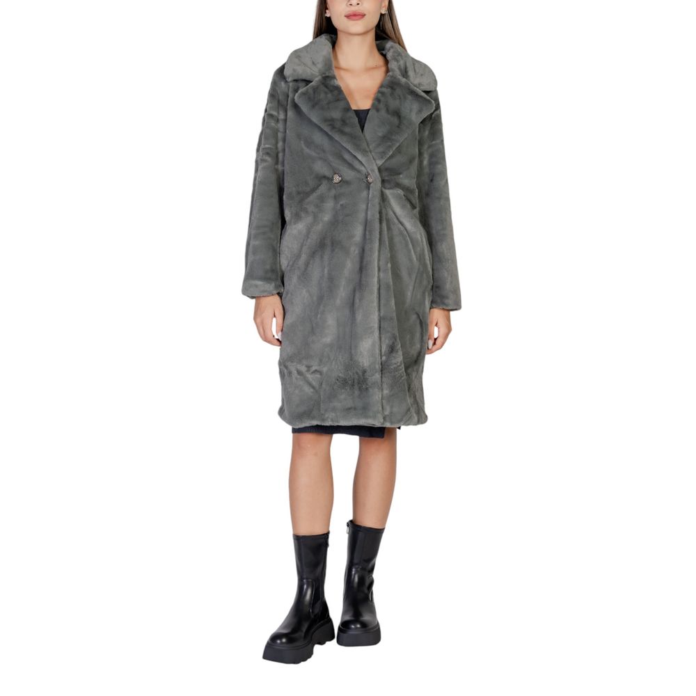 Black Polyester Coat - ventzia