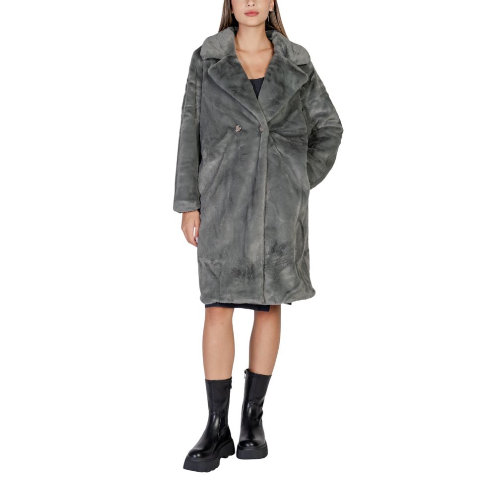 Black Polyester Coat - ventzia
