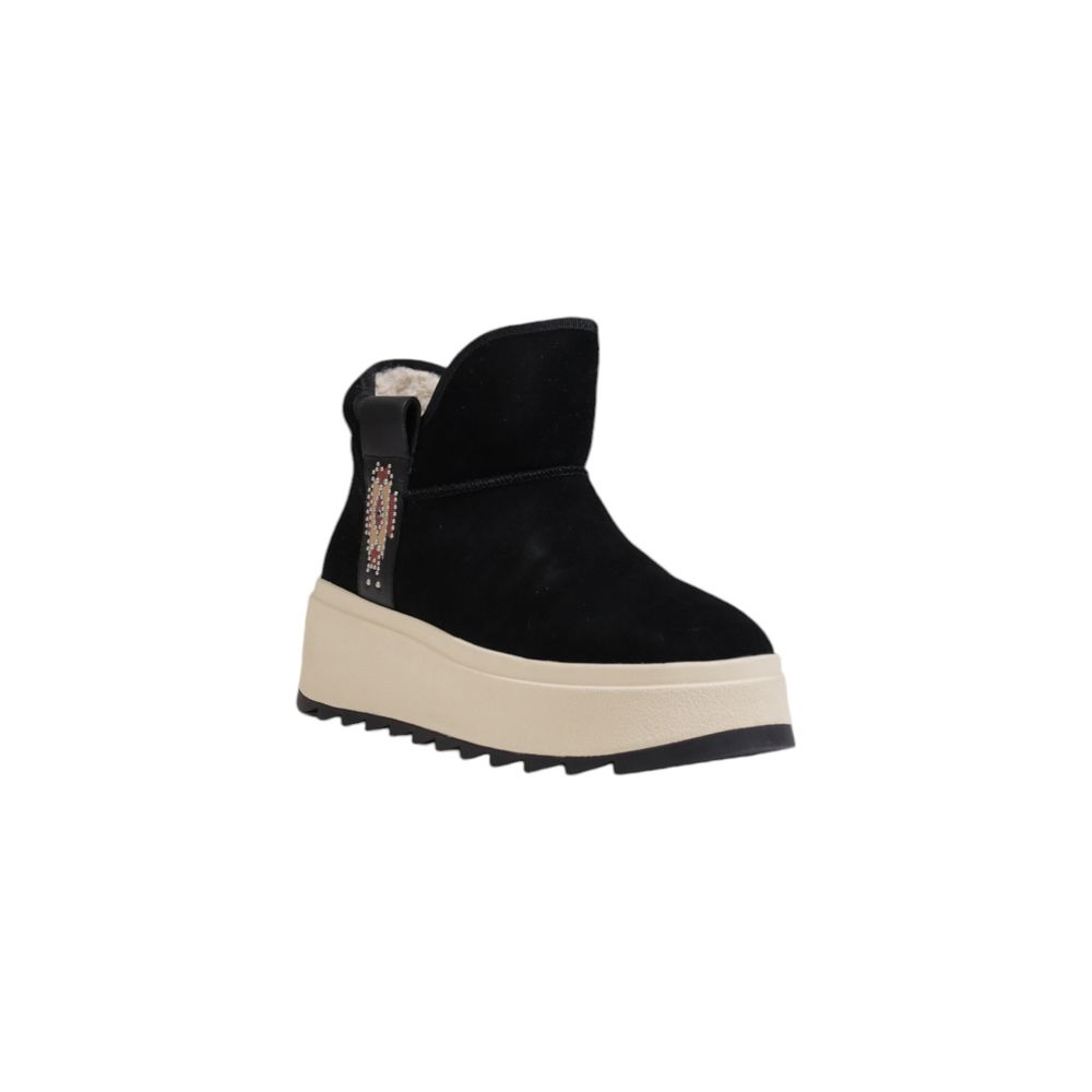 Black Suede Leather Ankle Boots - ventzia
