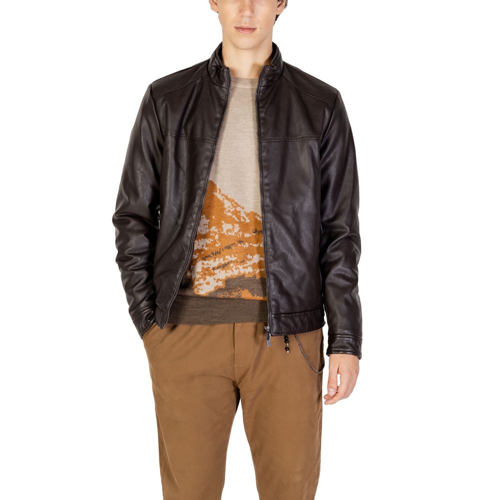 Brown Viscose Jackets & Coat - ventzia