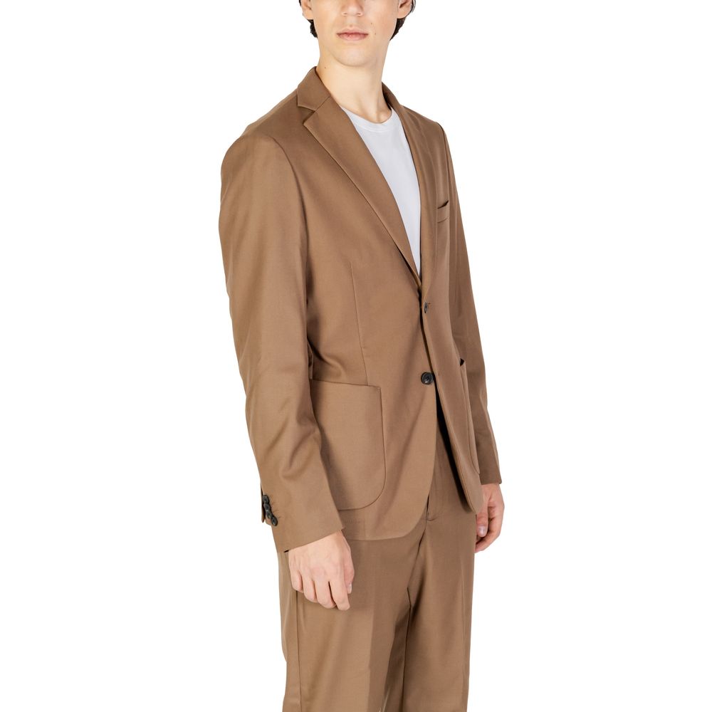 Beige Polyester Blazer - ventzia