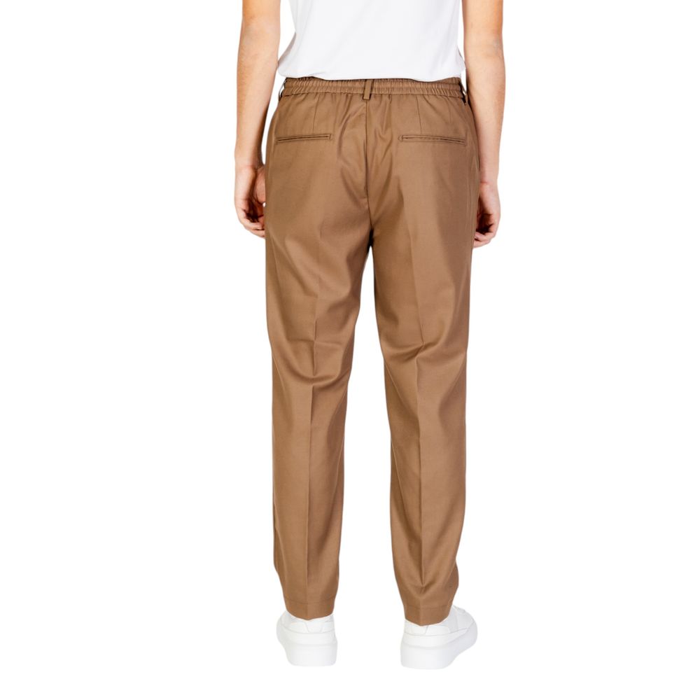 Beige Polyester Casual Pants - ventzia