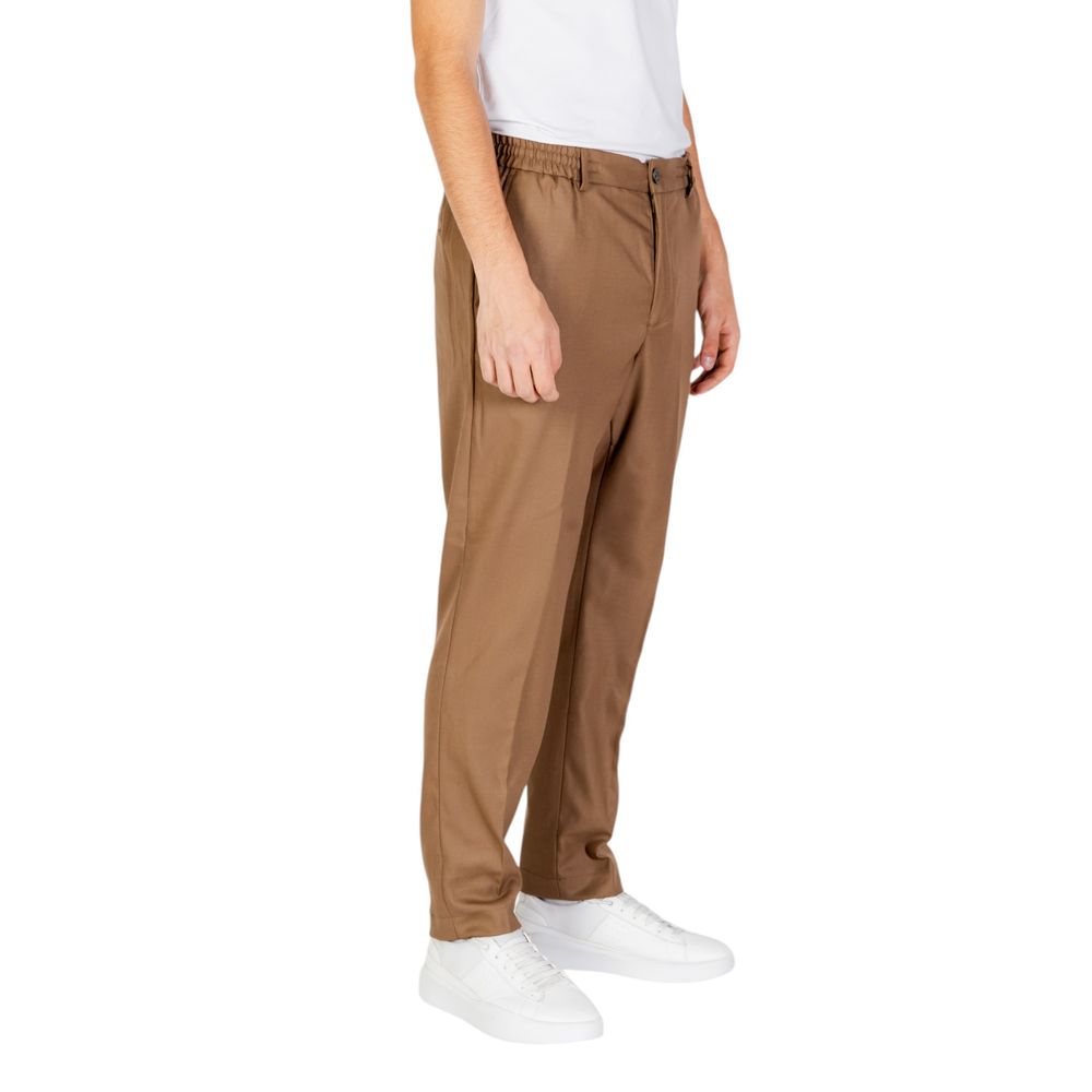 Beige Polyester Casual Pants - ventzia