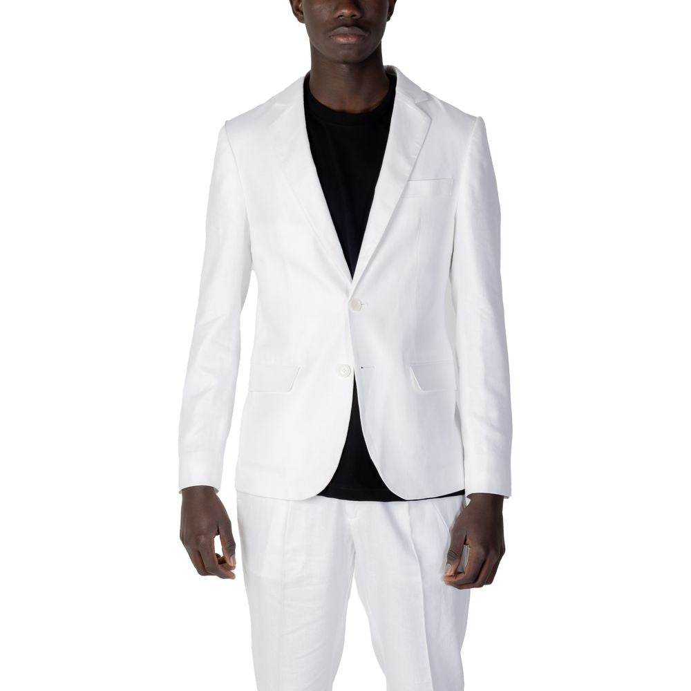 White Linen Blazer - ventzia