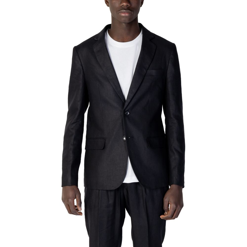Black Linen Blazer - ventzia