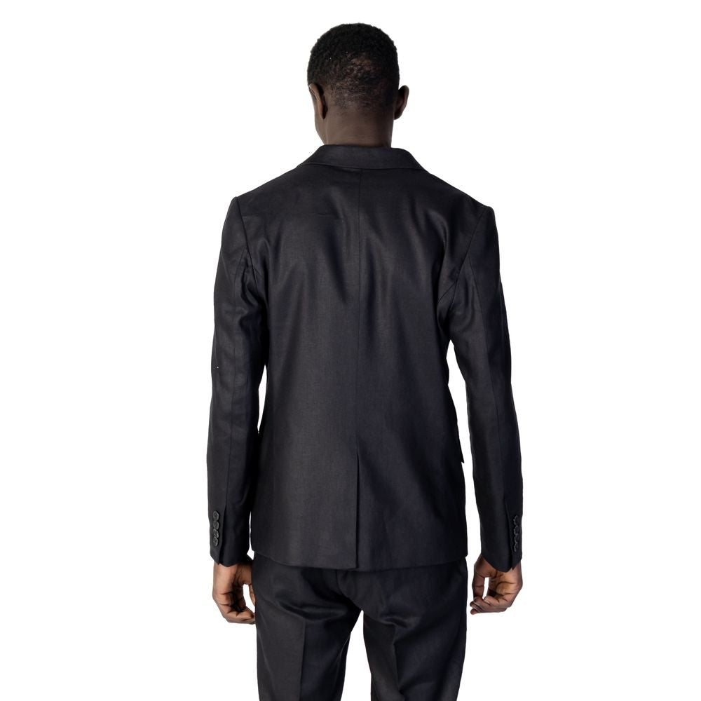 Black Linen Blazer - ventzia