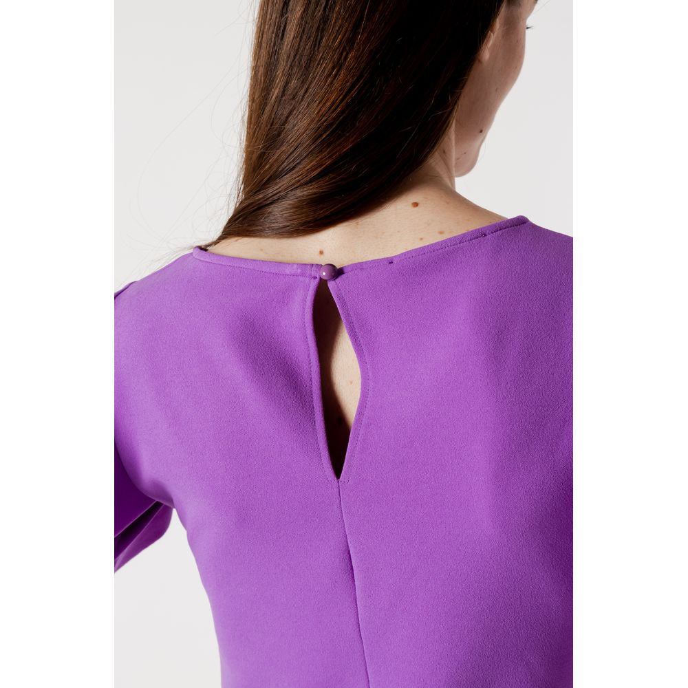 Purple Polyester Midi Dress - ventzia