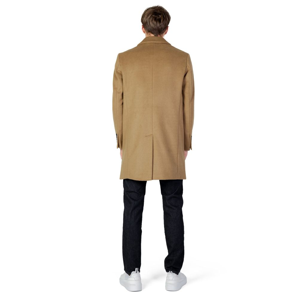 Beige Polyester Coat - ventzia