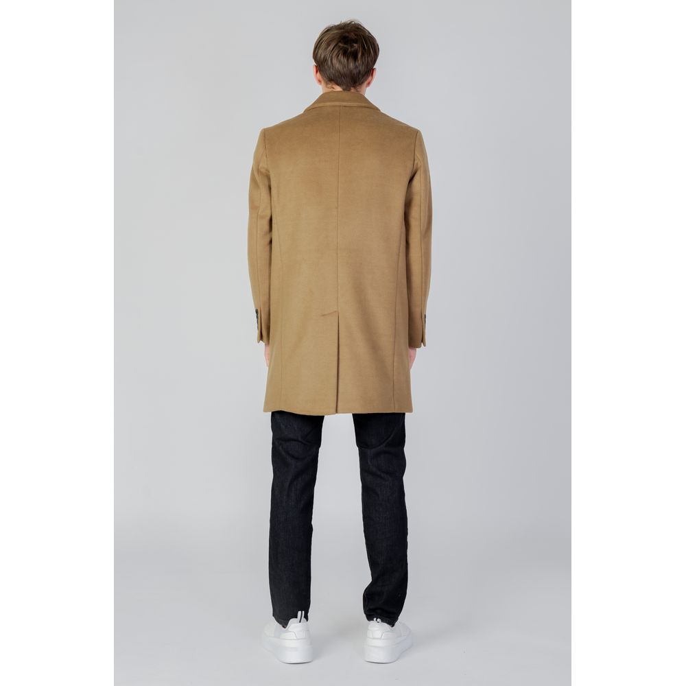 Beige Polyester Coat - ventzia