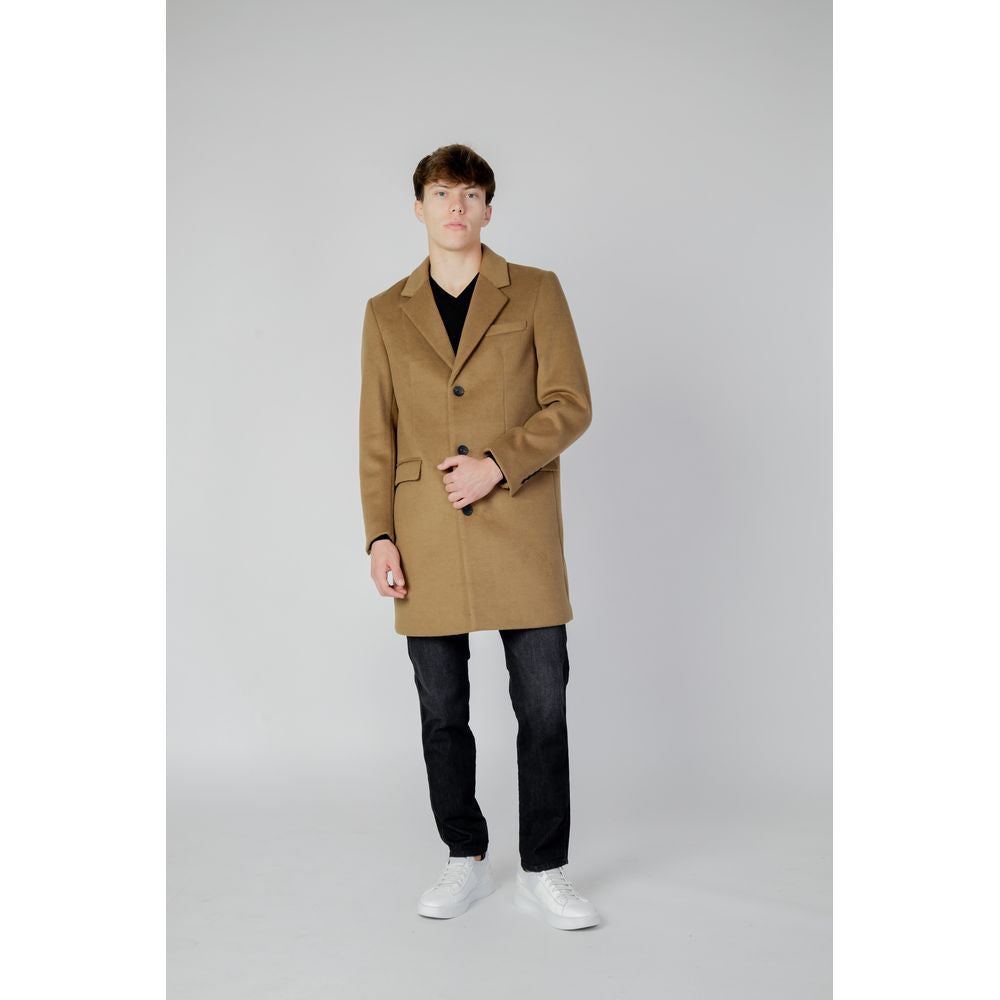 Beige Polyester Coat - ventzia