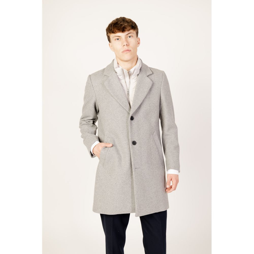 Gray Polyester Coat - ventzia