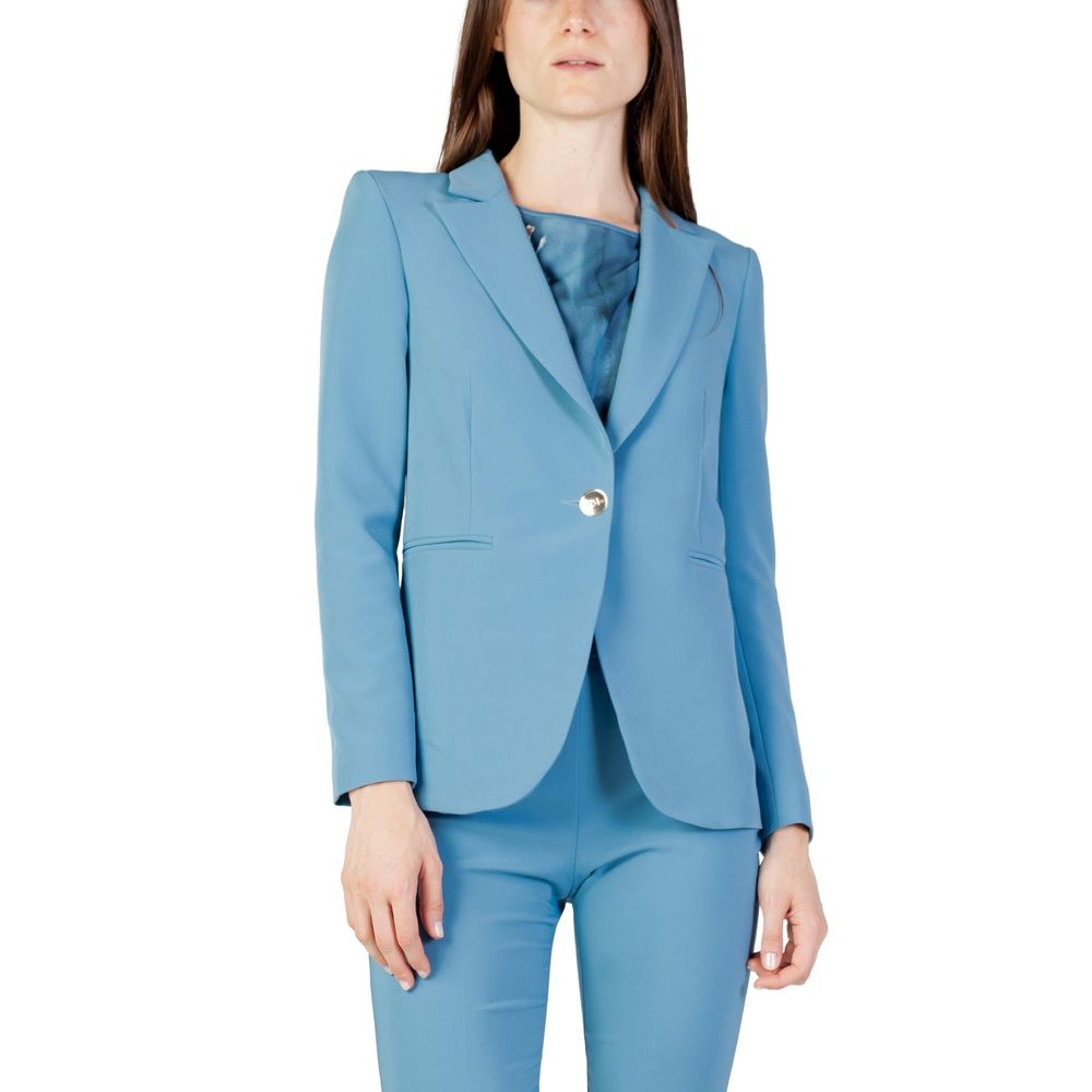 Turquoise Polyester Blazer - ventzia