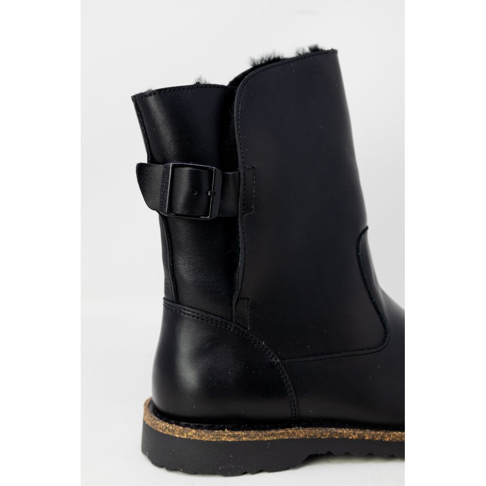 Black Leather Ankle Boots - ventzia