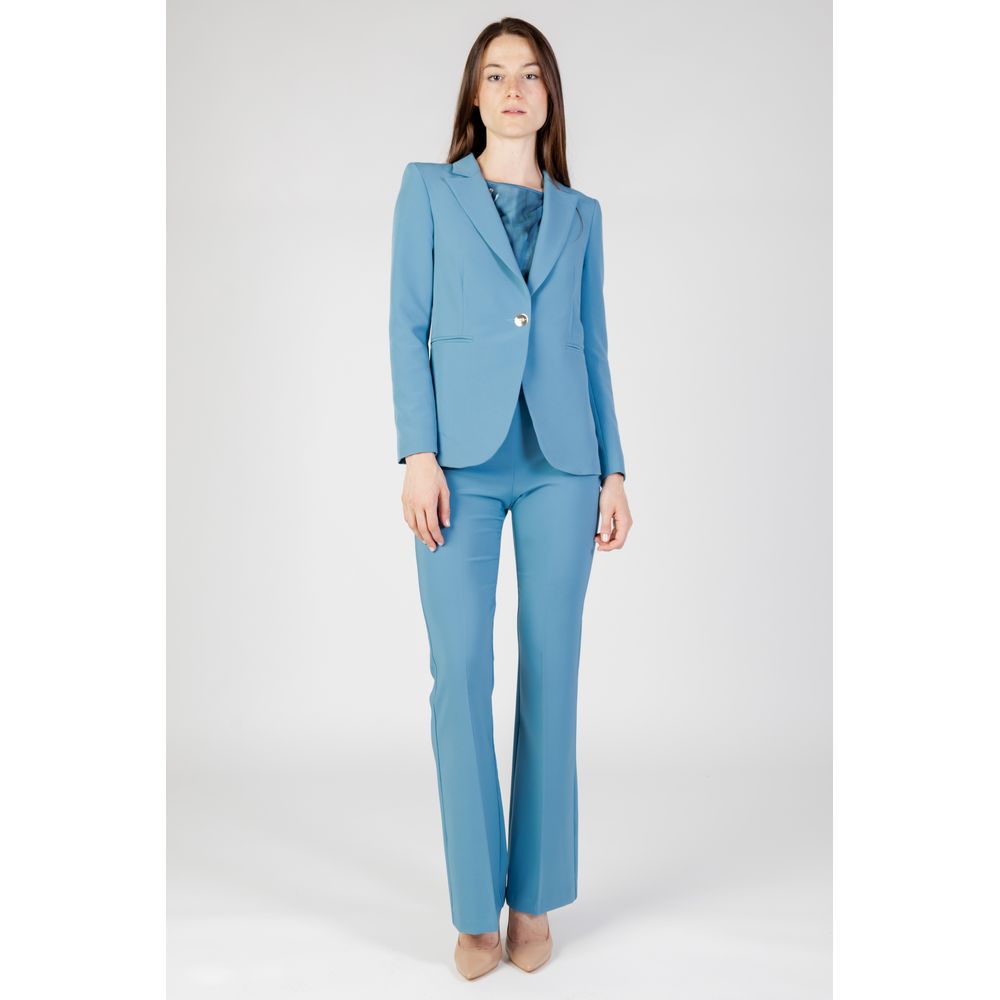 Turquoise Polyester Blazer - ventzia