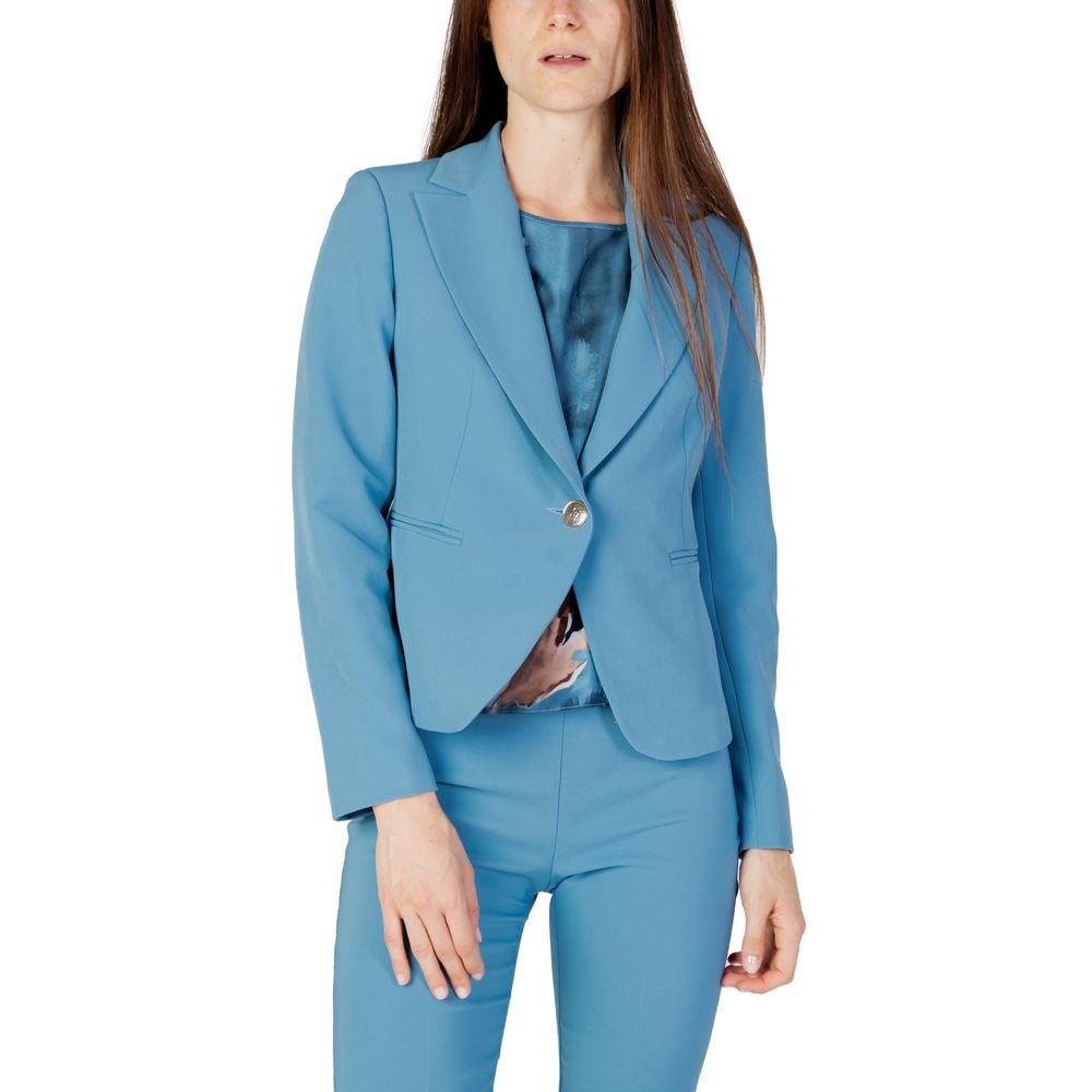 Turquoise Polyester Blazer - ventzia