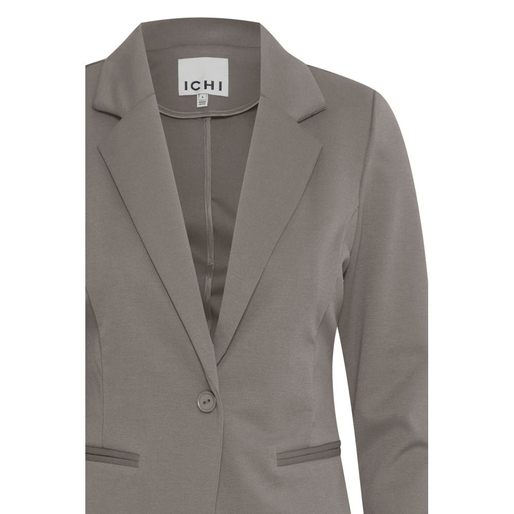 Beige Polyester Blazer - ventzia