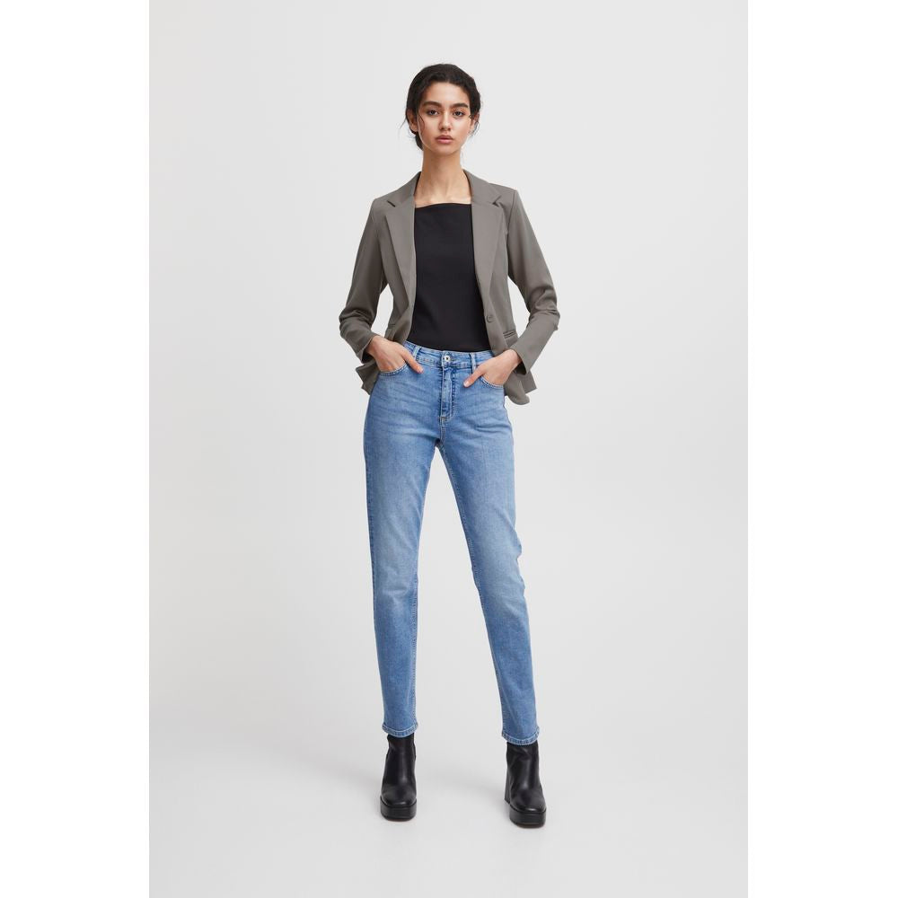 Beige Polyester Blazer - ventzia