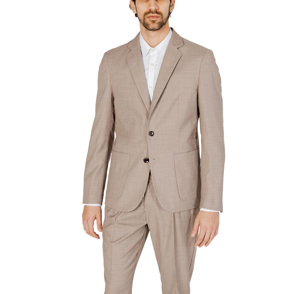 Beige Polyester Blazer - ventzia