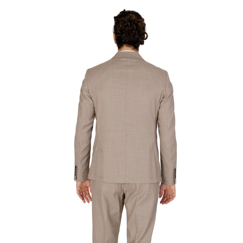 Beige Polyester Blazer - ventzia