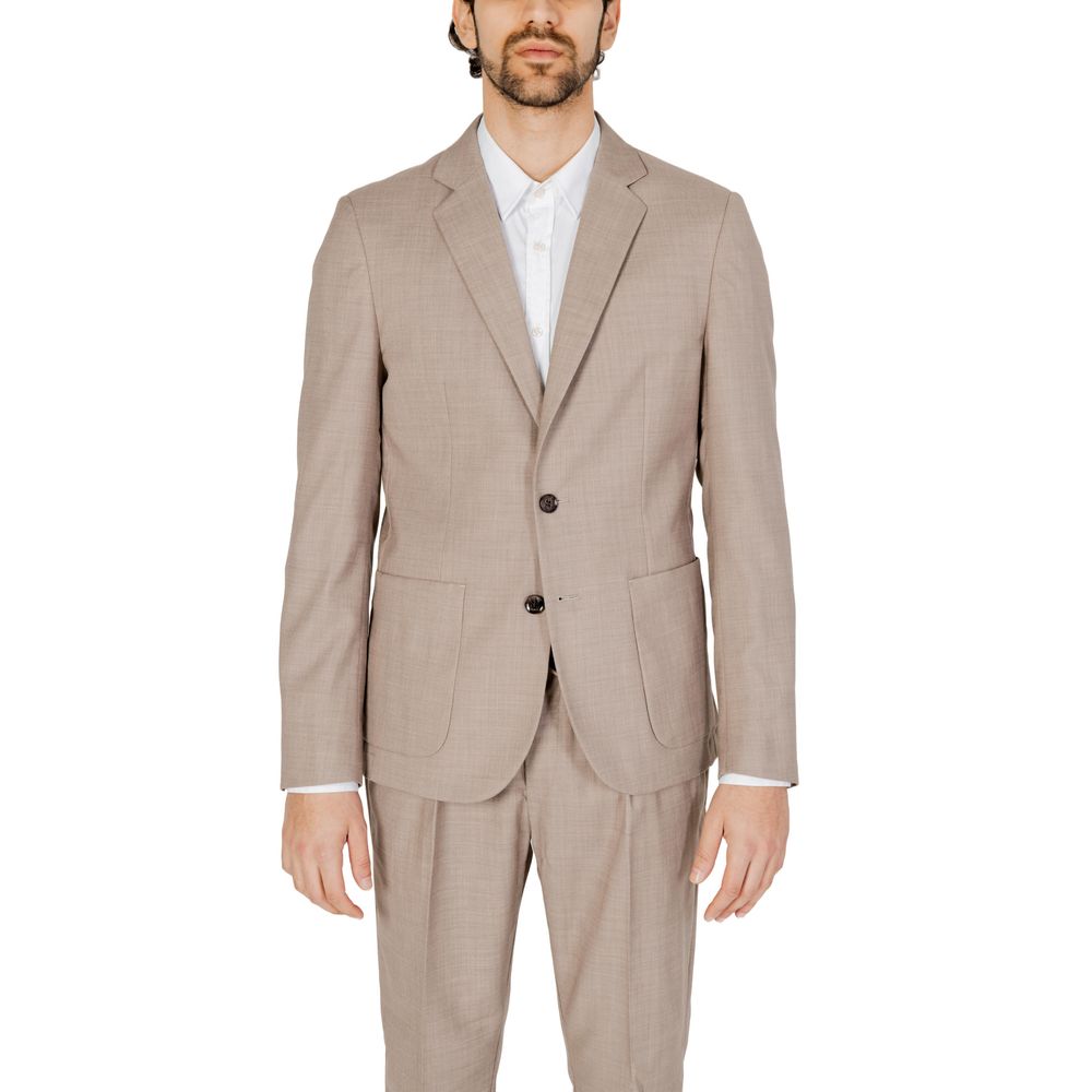 Beige Polyester Blazer - ventzia