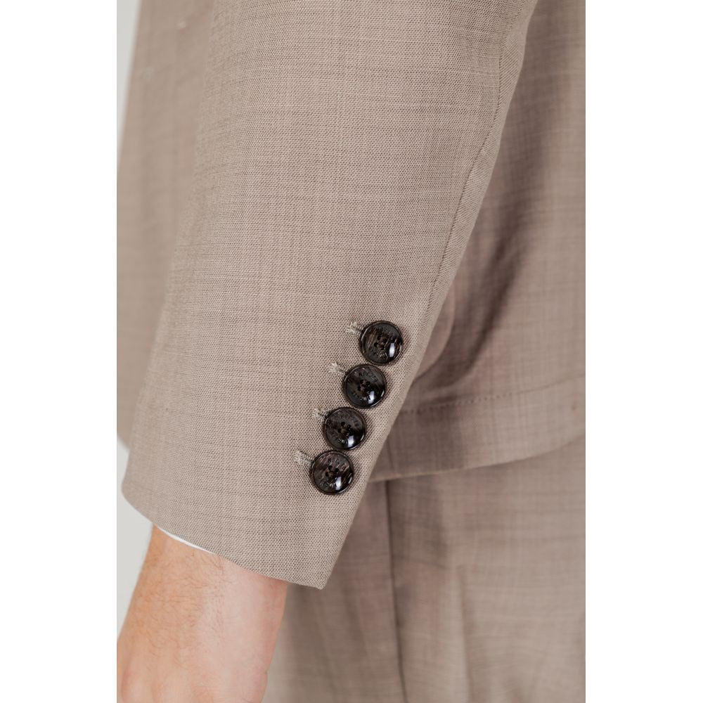 Beige Polyester Blazer - ventzia