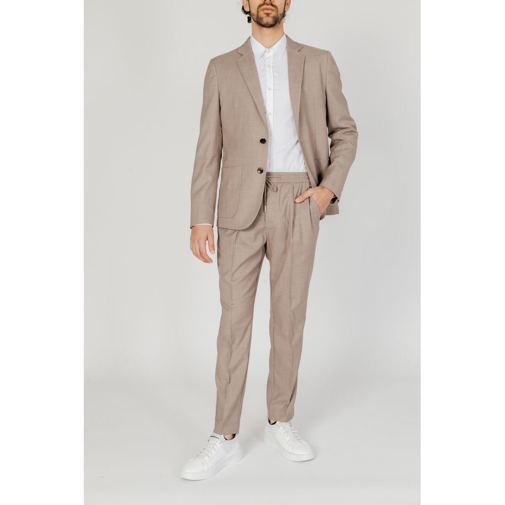 Beige Polyester Blazer - ventzia