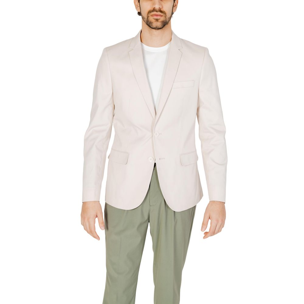 Beige Cotton Blazer - ventzia