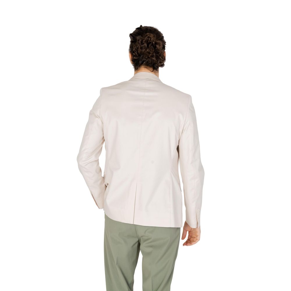 Beige Cotton Blazer - ventzia