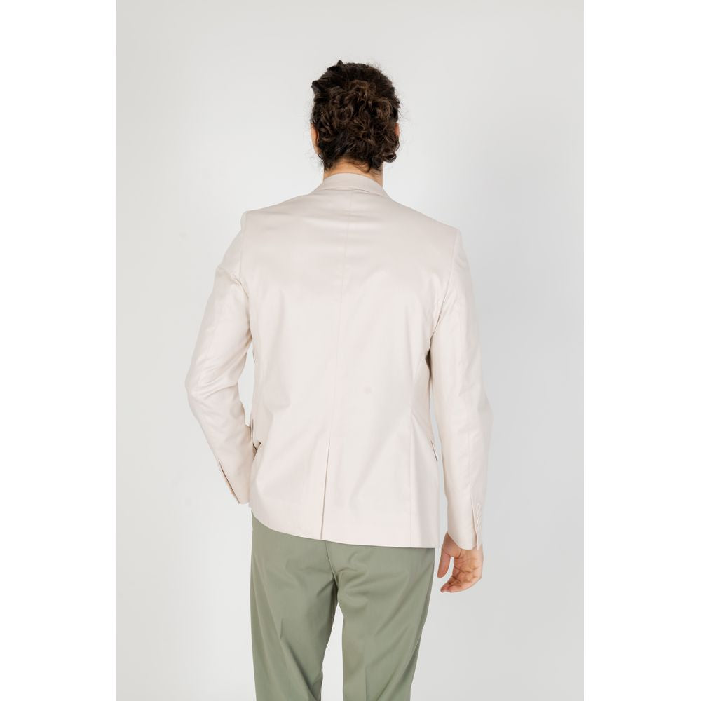 Beige Cotton Blazer - ventzia