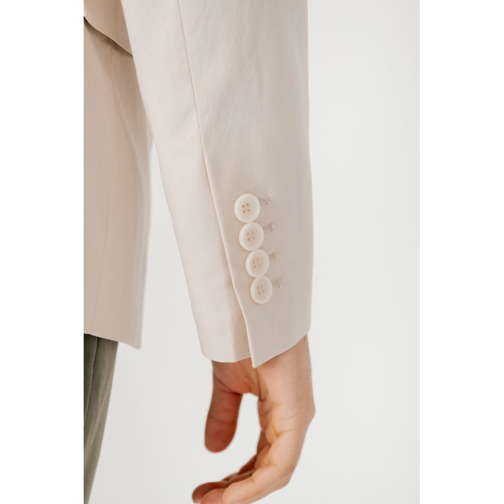 Beige Cotton Blazer - ventzia