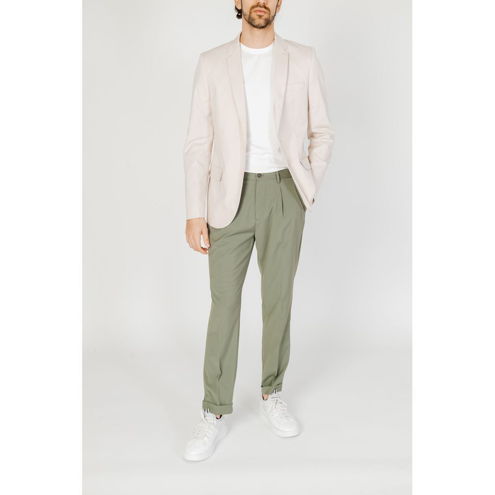 Beige Cotton Blazer - ventzia