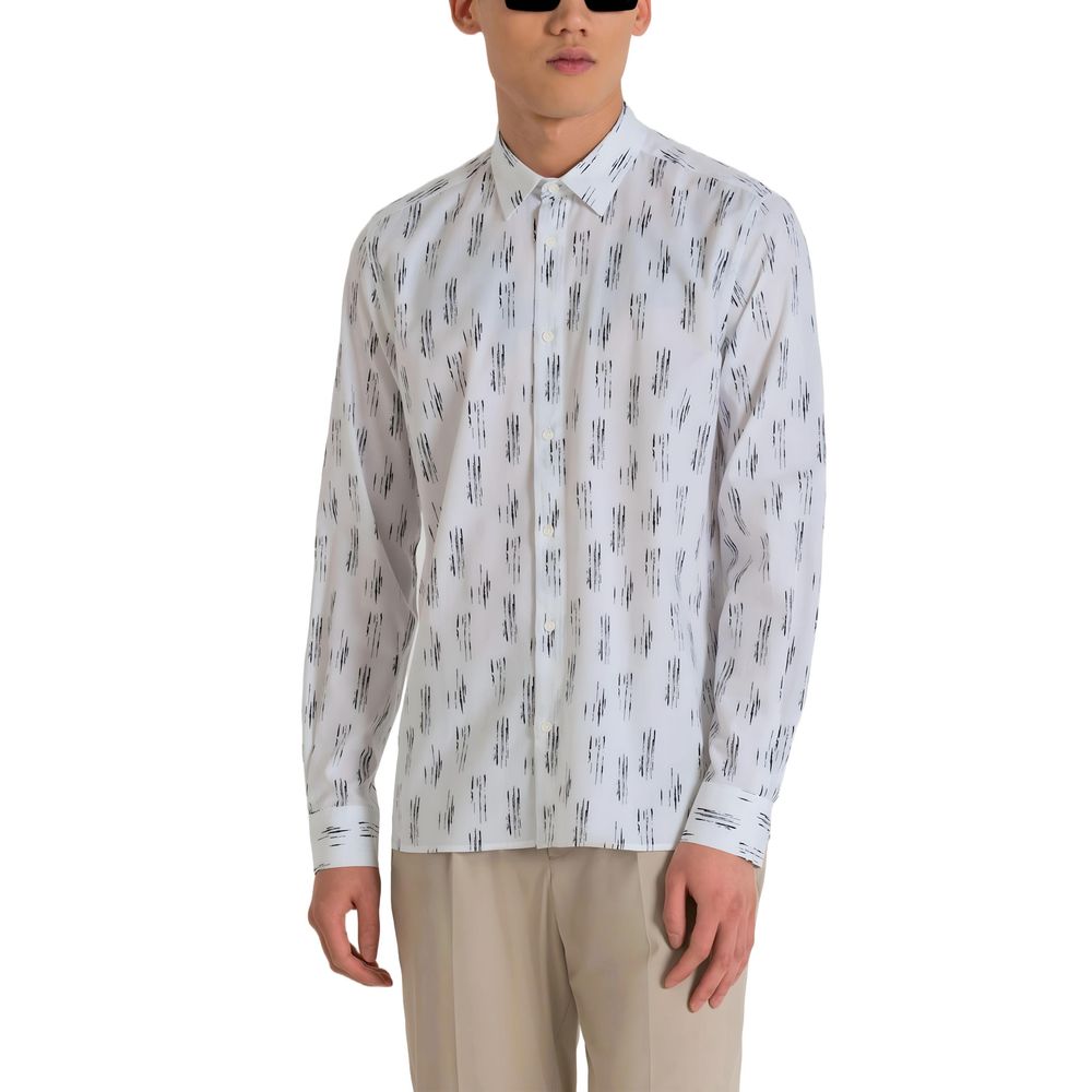 White Viscose Pattern Shirt - ventzia