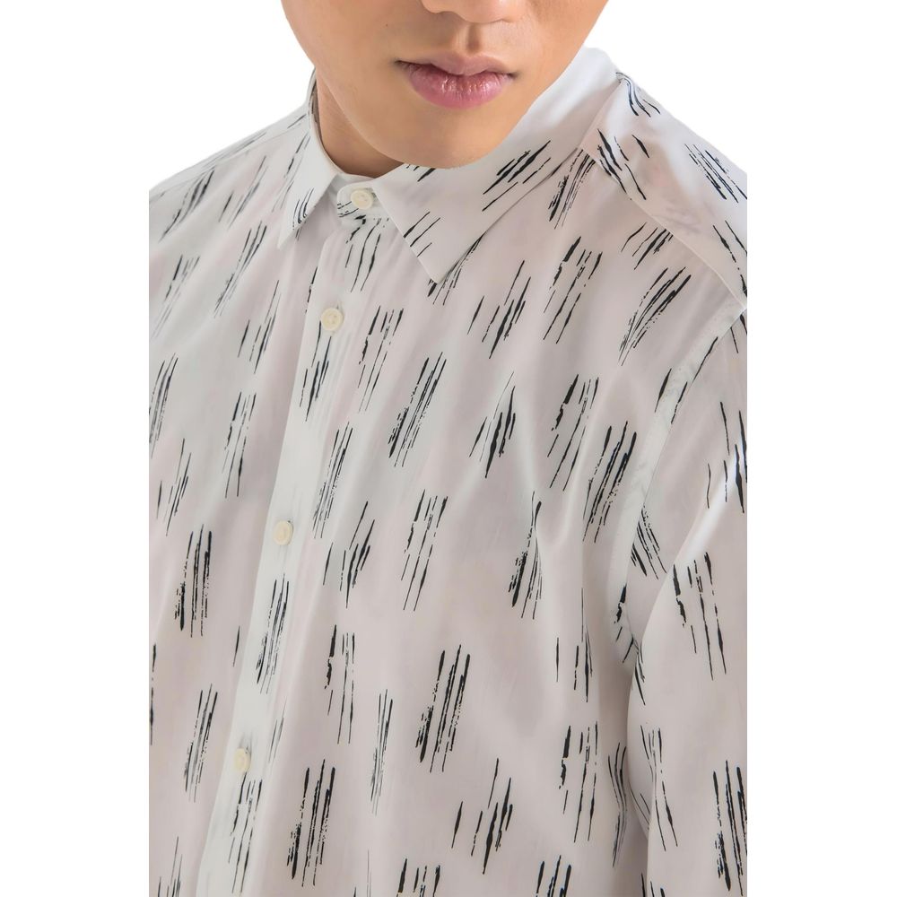 White Viscose Pattern Shirt - ventzia