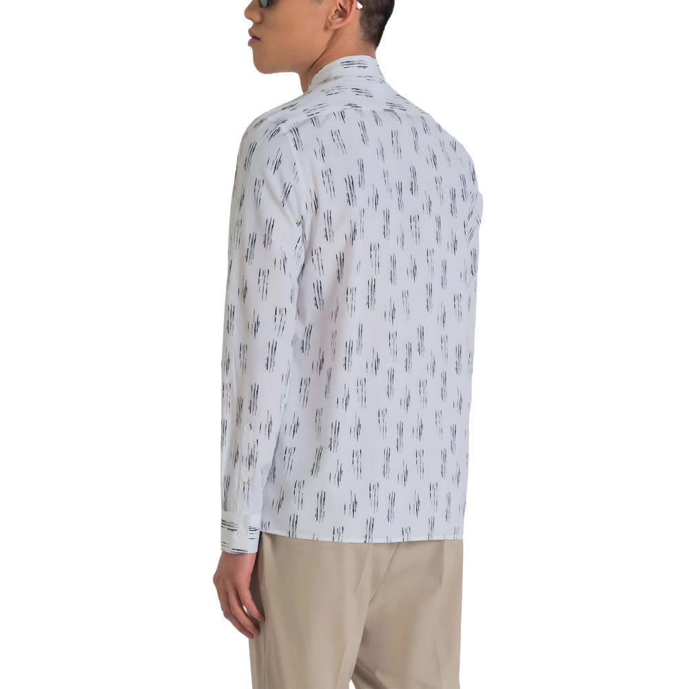 White Viscose Pattern Shirt - ventzia