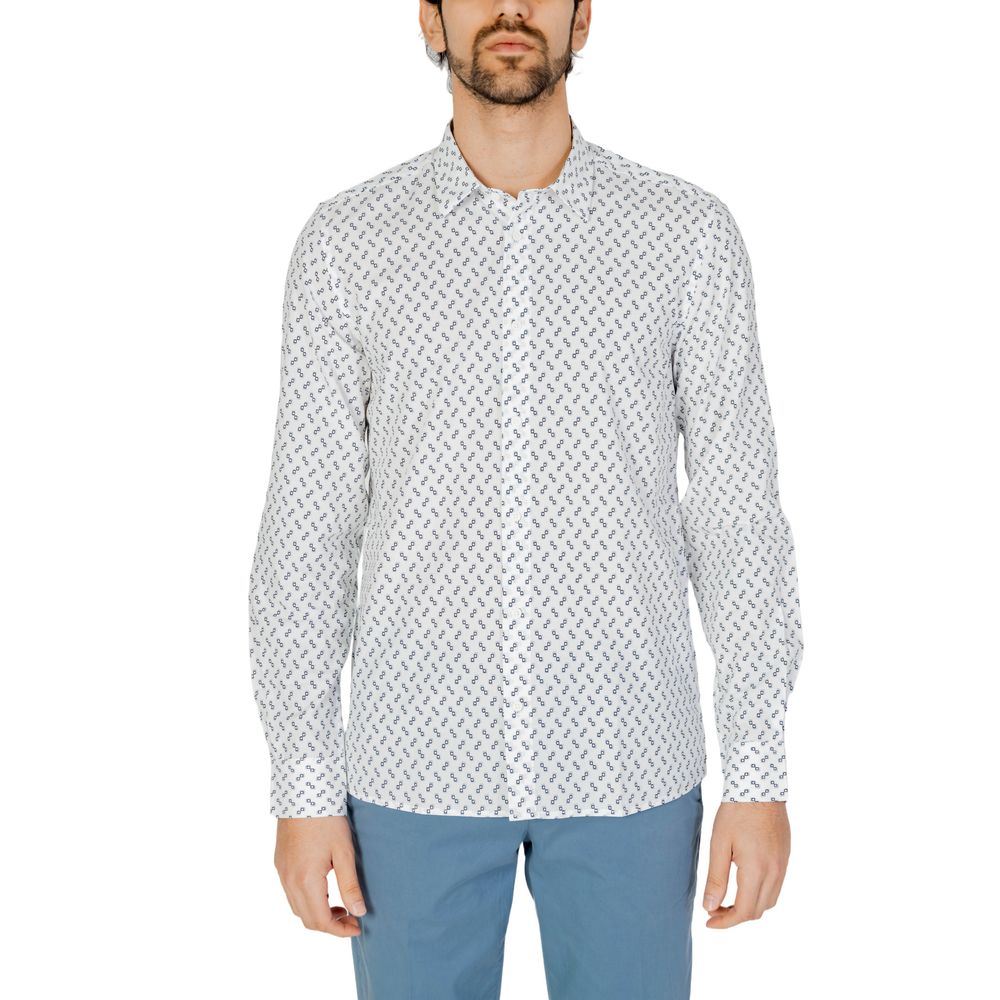 White Viscose Pattern Shirt - ventzia