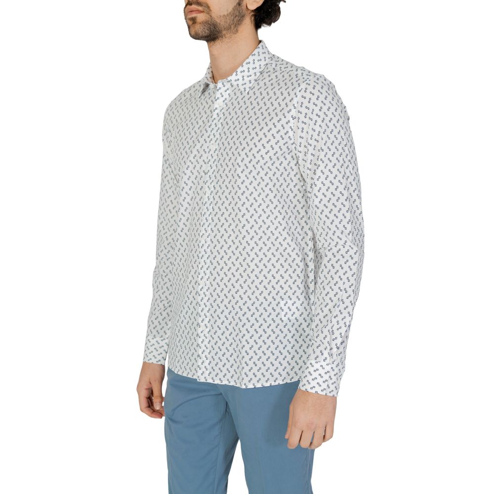 White Viscose Pattern Shirt - ventzia